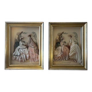 Early 20th Century French Antique La Mode Illustree Shadow Boxes For Sale