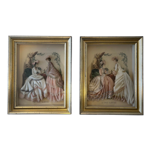 Early 20th Century French Antique La Mode Illustree Shadow Boxes
