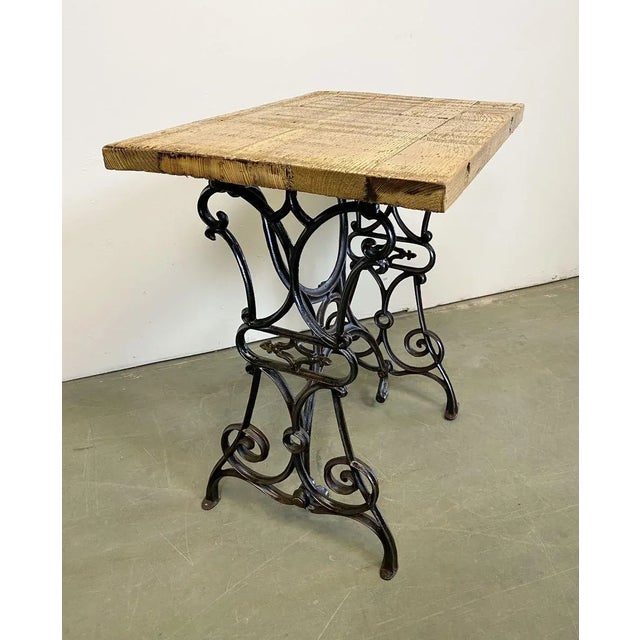 Industrial Iron & Wood Worktable, 1950s For Sale - Image 13 of 14
