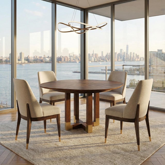 Blends the bold geometry of Art Deco with the timeless elegance of Mid-Century Modern design. Its round top showcases a...