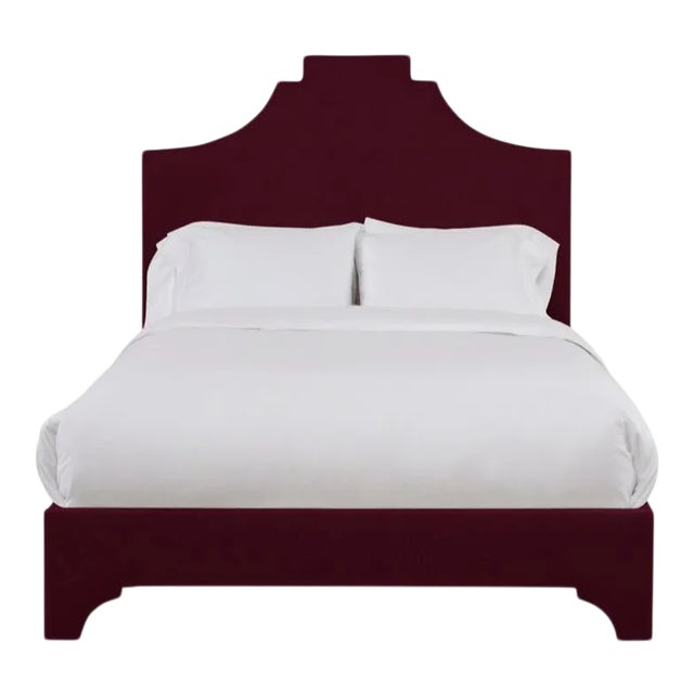 Nadine King Bedframe, Wine Velvet For Sale