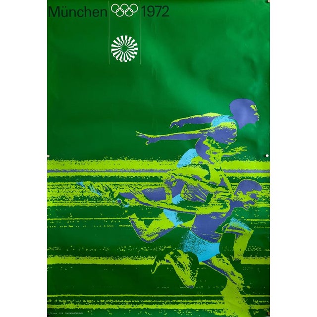 Green Athletics Original Olympic Poster by Otl Aicher, 1972 For Sale - Image 8 of 10