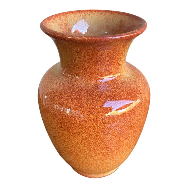 Mid Century Speckled Goldenrod Wisconsin Art Pottery Vase For Sale