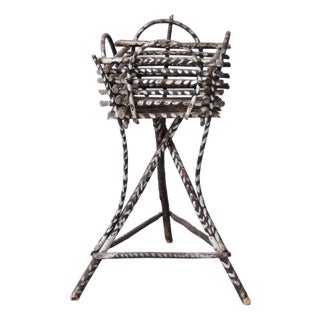 Antique Adirondack Twig Planter Stand For Sale