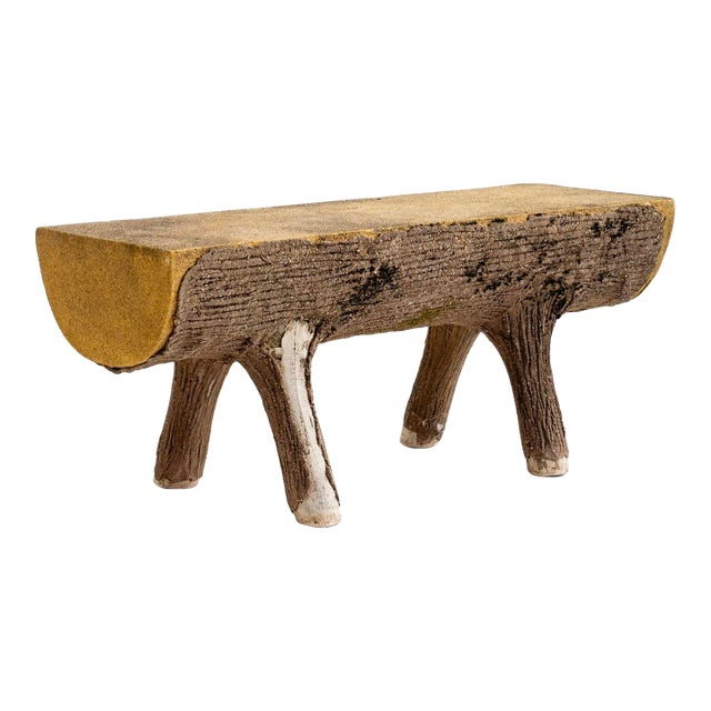 Faux Bois Cast Stone Garden Bench For Sale