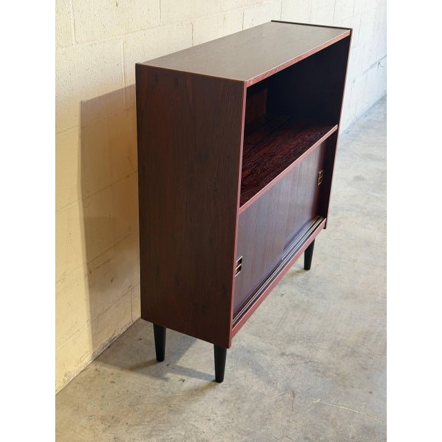 1960s Rosewood Sliding-Door Cabinet With Open Bookcase Danish Mid-Century Modern 1960s For Sale - Image 5 of 8