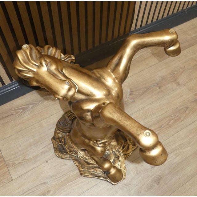 Small Gilt Horse Coffee Table with Smoked Glass Top, 1970s For Sale - Image 10 of 12