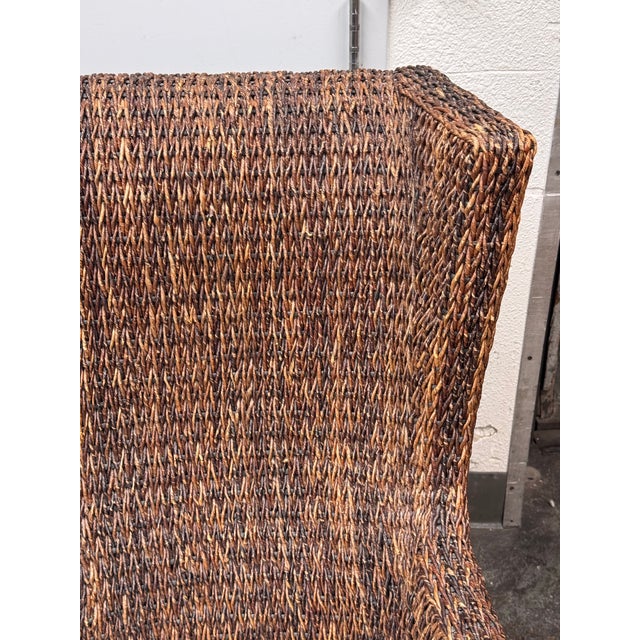 Textile Crate & Barrel Woven High Back Armchair For Sale - Image 7 of 12