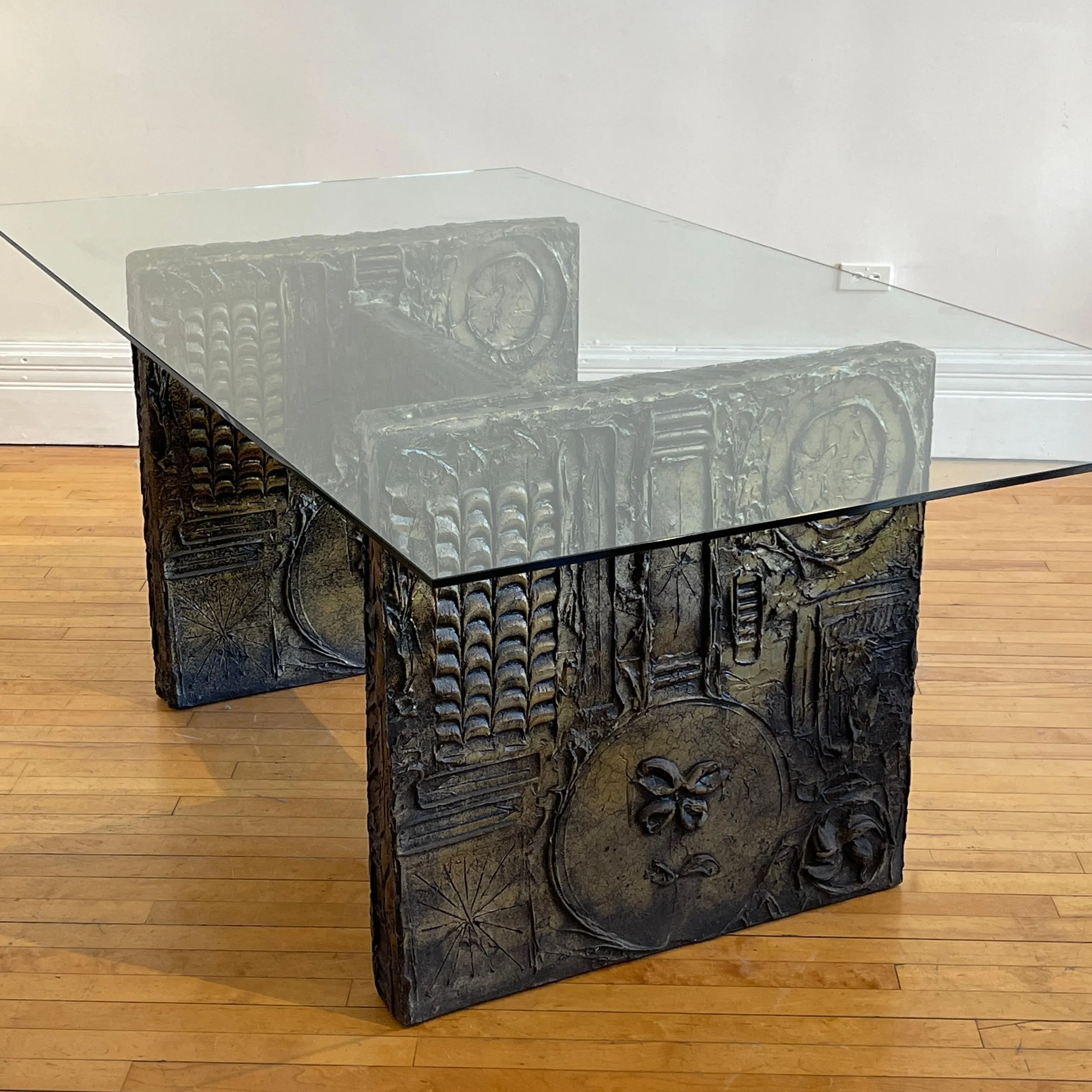 Brutalist Glass Top Dining Table - Manner of Adrian Pearsall