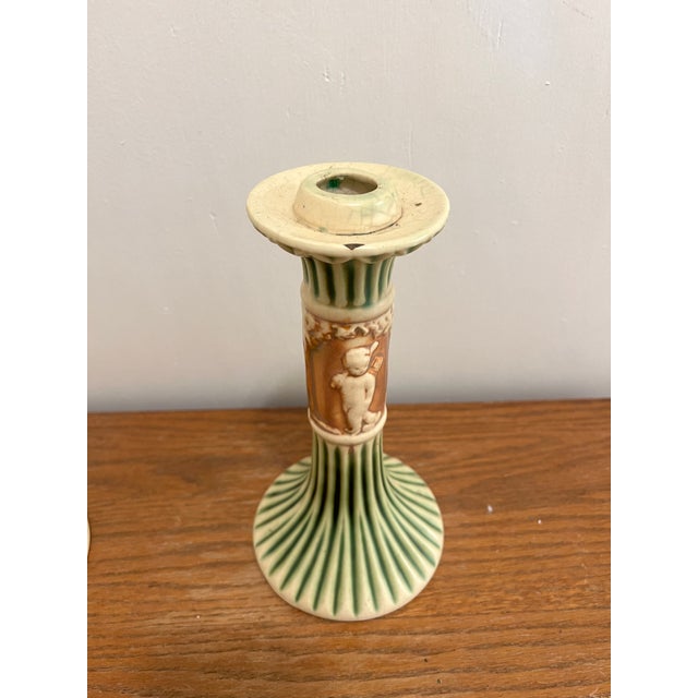 1910s Roseville Donatello 1916 Candlesticks For Sale - Image 5 of 8