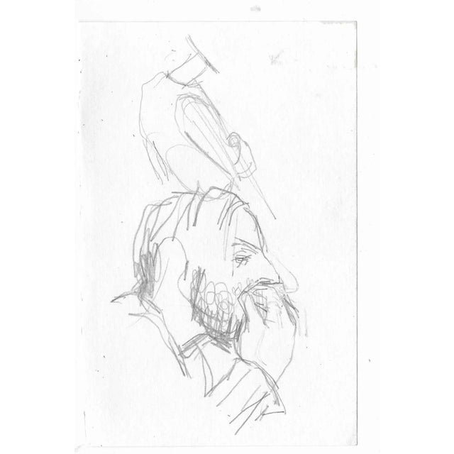 1960s drawing of a figure in profile from the sketchbook of an unknown New York female artist.