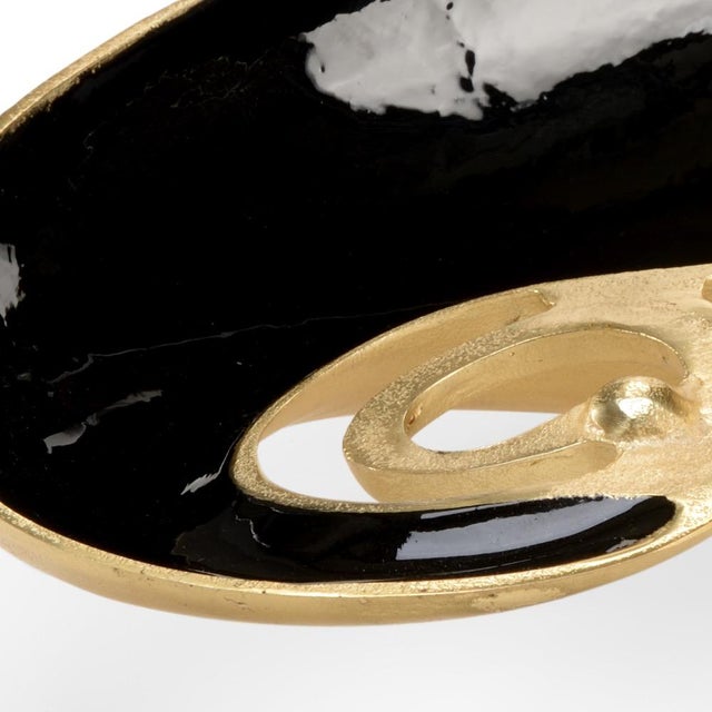 Large black and gold paisley design tray. For decoration only. Not for food use. 3.5h x 16.3w x 8.3d