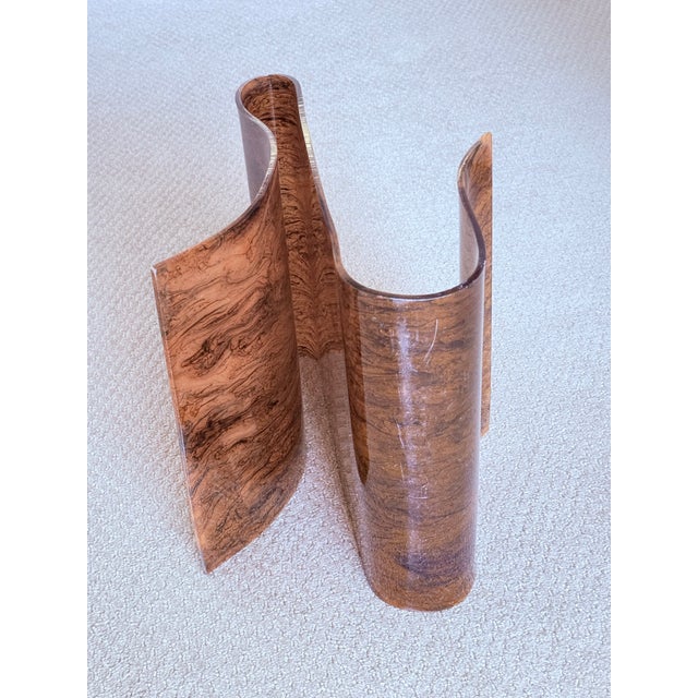 Very Rare Vintage 1970's Mid Century Modern Free Form Magazine Rack in Faux Tortoiseshell Lucite / Plexiglass For Sale - Image 13 of 18