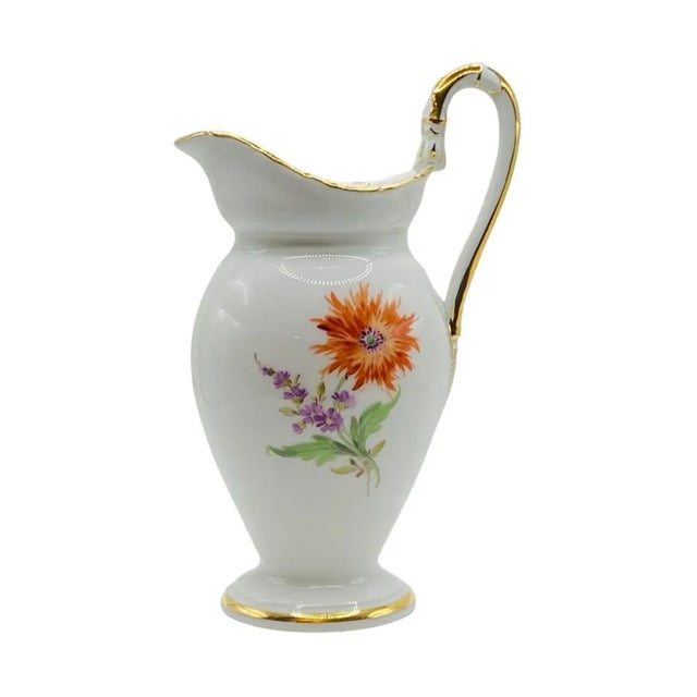 Traditional Antique Meissen Gilded Floral Porcelain Creamer For Sale - Image 3 of 7