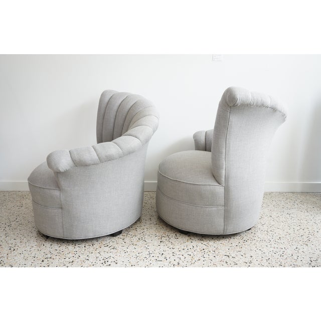 1930s 1930s Grosfeld House Club Chairs Art Deco Moderne Scroll-Back Newly Re-Upholstered - a Pair For Sale - Image 5 of 9