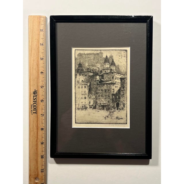 1909 Antique Salzburg Aquatint Etching by Luigi Kasimir Signed in Pencil For Sale - Image 4 of 6
