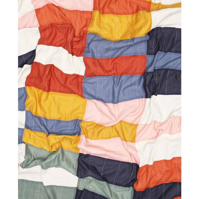 Anchal Multi-Check Patchwork Quilt Bedding, King Size For Sale In Louisville - Image 6 of 8