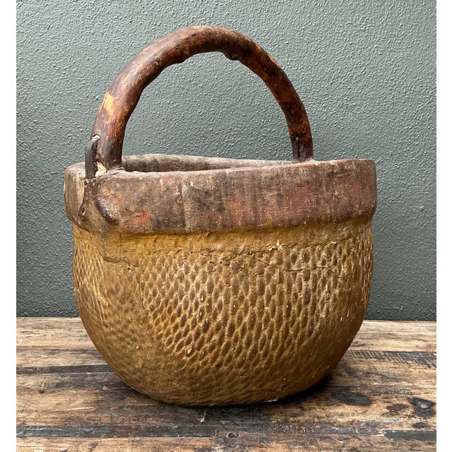 Wood Vintage 19th Century Chinese Rice Basket For Sale - Image 7 of 12