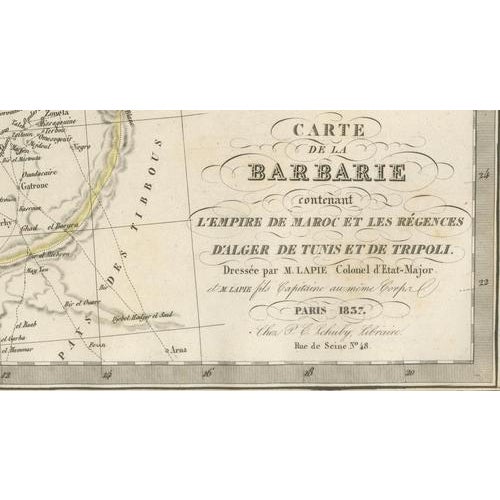 Gold North Africa Map by Lapie, 1837 For Sale - Image 8 of 13