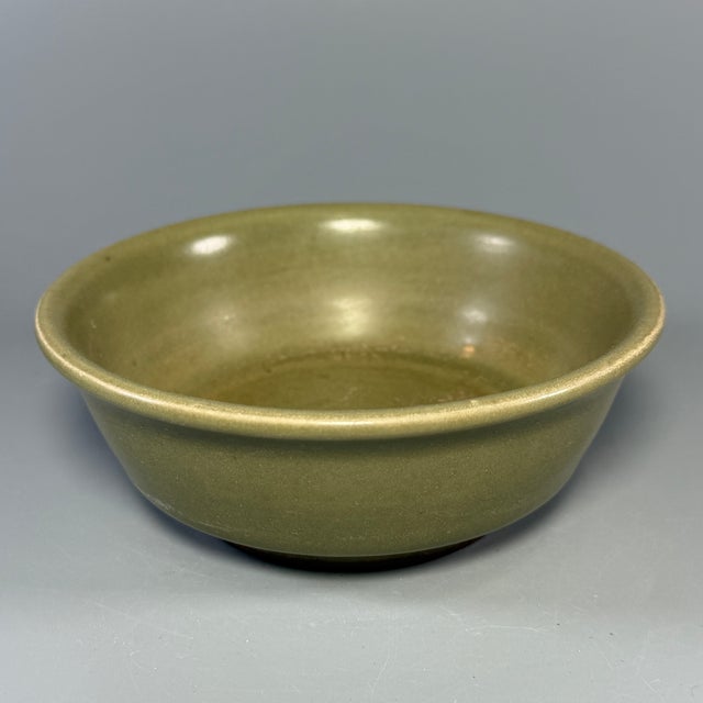 Chinese Antique Chinese Olive‑Green Celadon Bowl, Collectible Antique For Sale - Image 3 of 5