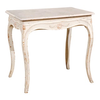 Swedish 1890 Painted Freestanding Side Table with Cabriole Legs and Carved Skirt For Sale