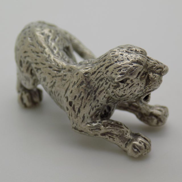 Vintage Italian Handmade Genuine Silver Lion Cub Figurine Miniature Sculpture For Sale - Image 4 of 10