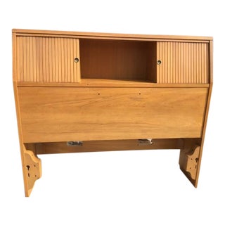 Mid-Century Twin Size Captain Style Storage Headboard For Sale