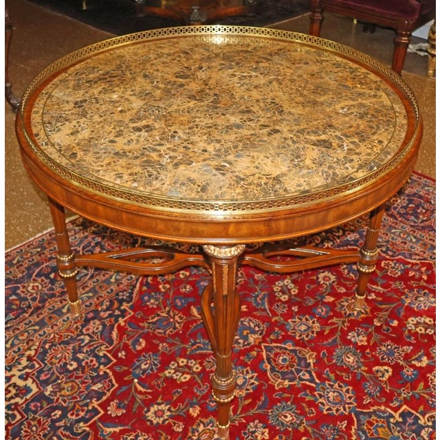 Maitland Smith French Louis XV Style Tessellated Marble Center Table For Sale - Image 9 of 11
