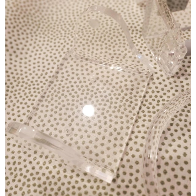 A set of 6 pieces vintage lucite for a bathroom. The set comes with 3 toilet paper holders, one has plastic holder, the...
