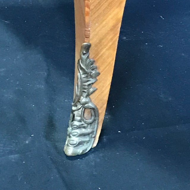 French Louis XV Marquetry 19th Century Walnut Commode With Marble Top For Sale - Image 11 of 12