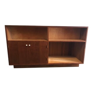 1950s Mid-Century Modern Double Sided Walnut Record Cabinet For Sale