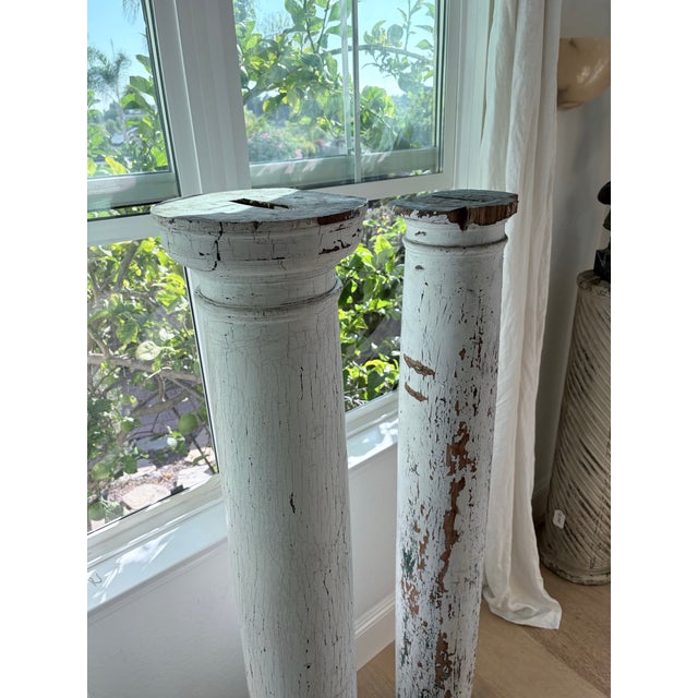 Set of 4 Vintage Solid Wood Architectural Columns 62” For Sale In San Diego - Image 6 of 12