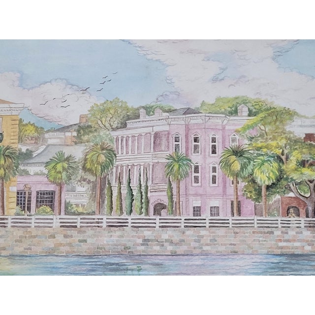 Late 20th Century Late 20th Century Jeanie Drucker Battery Reflections Charleston Sc Framed Watercolor Print 17x11 For Sale - Image 5 of 11