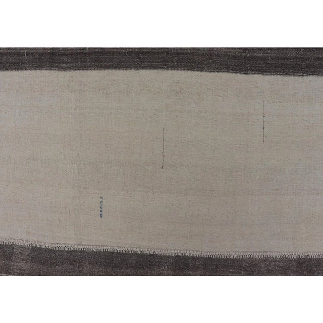 Textile Large Vintage Hand Woven Turkish Kilim Rug With Stripes in Gray, White & Cream For Sale - Image 7 of 12