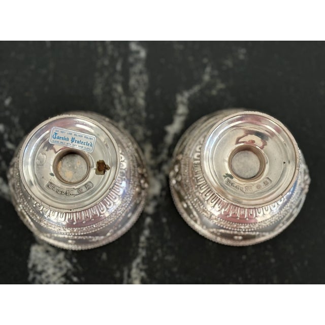 Vintage English Georgian Style Silver Plated Decorative Petite Bowls / Rose Bowls / Open Salts by Corbell & Co For Sale - Image 11 of 12