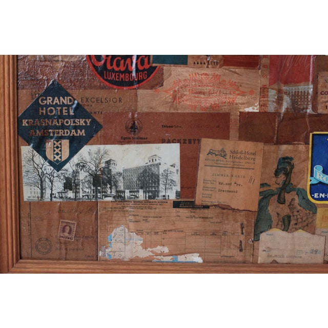 Mid-Century Framed European Grand Tour Hotel Label Collage For Sale - Image 9 of 17