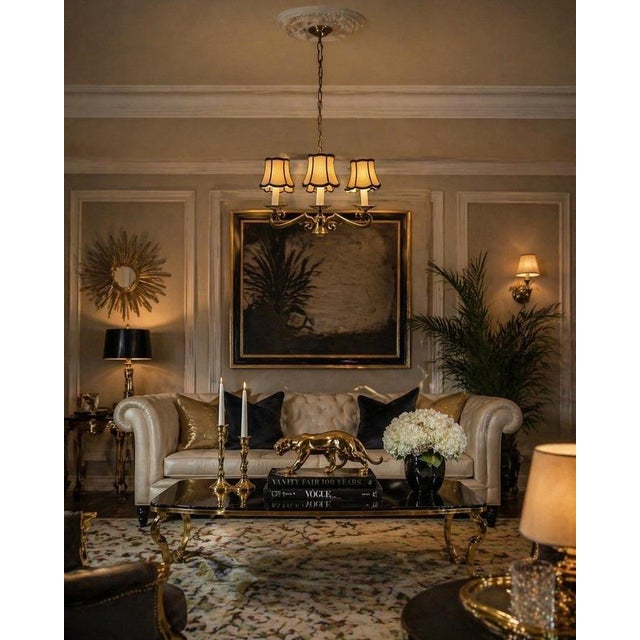 Hollywood Regency Brass 6-Arm Chandelier by Leclaire & Schäfer, 1970s For Sale - Image 15 of 16