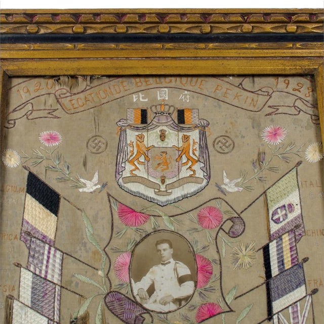 Offered is a Belgian sailor's silkwork from the golden era of Peking, China's Legation District, c. 1923. It features...