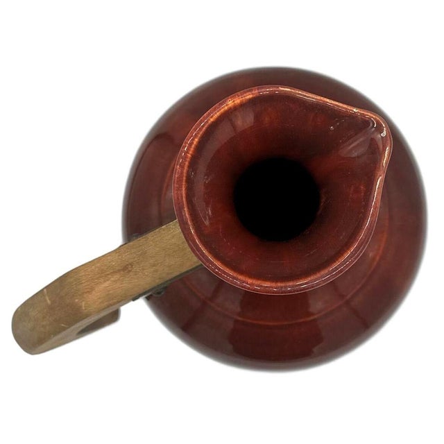 Farmhouse Art Deco Redwood Gloss" El Patio" Carafe Server by Gladding McBean Franciscan, 1934 For Sale - Image 3 of 4