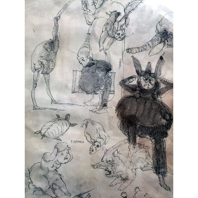 1960s Framed Drawing by Mexican Artist José Luis Cuevas For Sale - Image 5 of 8