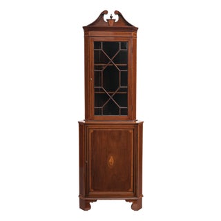 Georgina Mahogany Corner Cabinet with Glazed Upper Section, England, 1800 For Sale