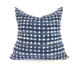 Vintage Indigo Batik Pillow For Sale