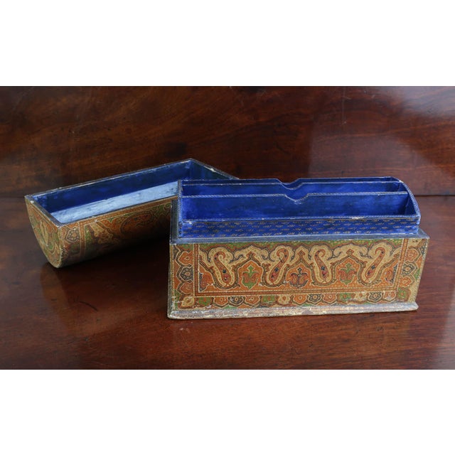 Brown Antique Kashmiri Dome Topped Stationary Box, 1880 For Sale - Image 8 of 11