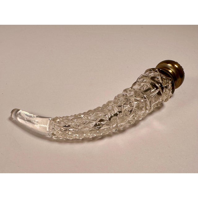 19th Century Antique Crystal Laydown Perfume Bottle: Pink Guilloche Silvered Brass Lid For Sale - Image 5 of 9