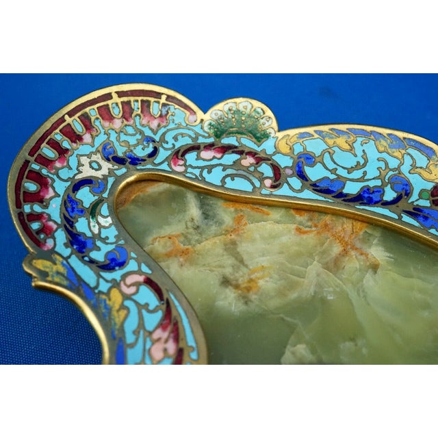 Triptych Inkwell and Candleholders in Gilded Bronze and Onyx Marble, Set of 3 For Sale - Image 17 of 18