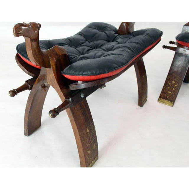 Carved Rosewood Camel Benches Stools - a Pair For Sale - Image 6 of 9