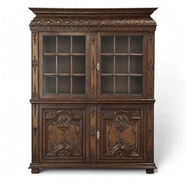 18th Century French Régence Carved Oak Bookcase ~ Bibliothèque For Sale - Image 4 of 18