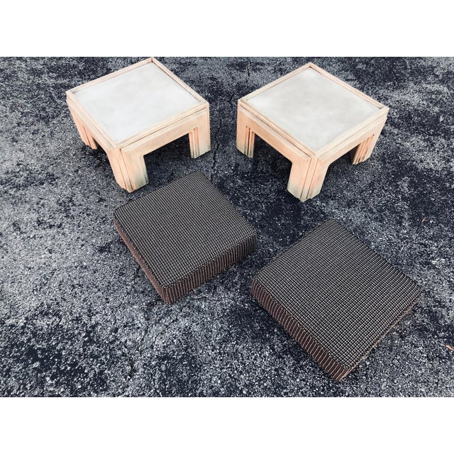 Cream 1960s Signed Phyllis Morris Wood Upholstered Stools - a Pair For Sale - Image 8 of 13