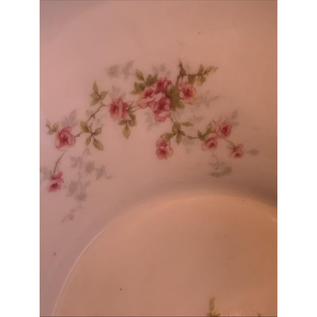 Pink Antique Limoges France Pink Roses Large Serving Bowl For Sale - Image 8 of 12