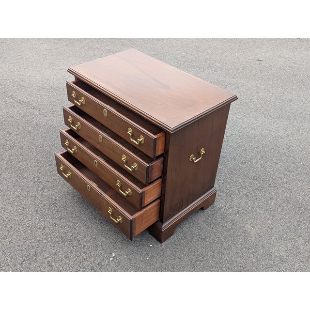 Late 20th Century Late 20th Century Georgian Solid Cherry Wood Four-Drawer Bedside Chest For Sale - Image 5 of 12